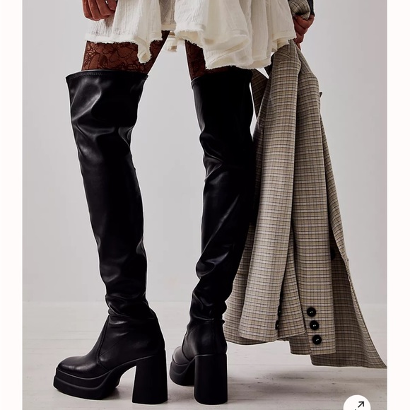 Free People Double Stack Over the Knee Boots Black size US9 EU39